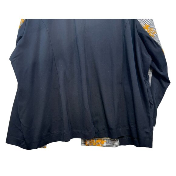 Catherines Womens Black Label Floral Houndstooth Long Cardigan 3X Black Yellow - Picture 9 of 10